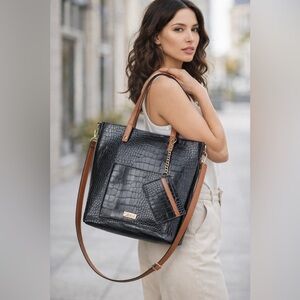 Carlos by Carlos Santana Black and Brown Croc-Embossed bag excellent condition .